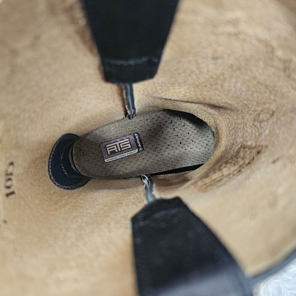 Ariat US 10D Heritage Roper Full Grain Pull On Riding Boots Black Cowboy Work - Picture 6 of 8